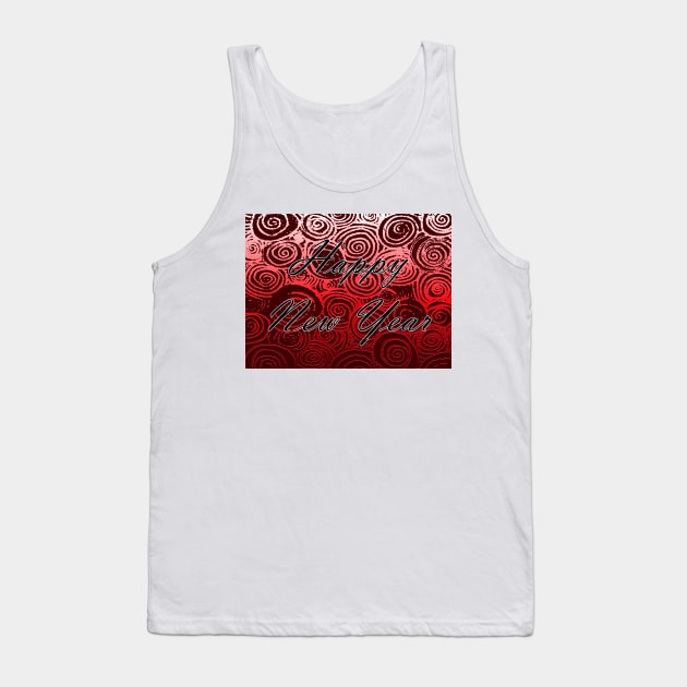 Happy New Year Swirls Red Tank Top by BlakCircleGirl